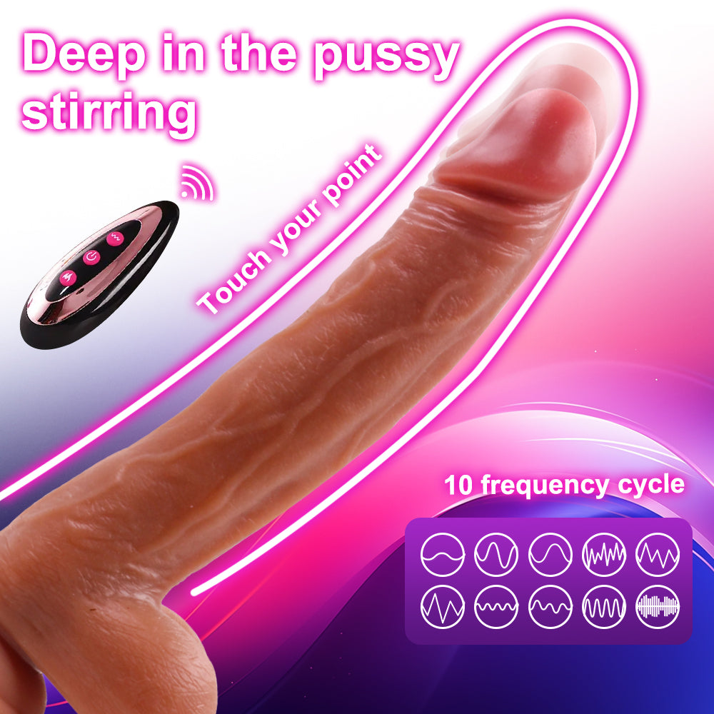 Triple Threat Thrusting Heating Dildo Vibrator Sex Toys for Women