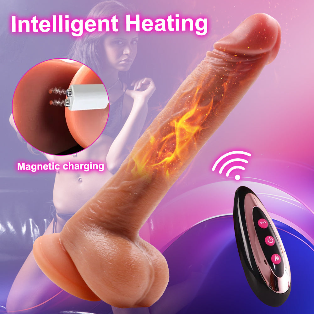 Triple Threat Thrusting Heating Dildo Vibrator Sex Toys for Women