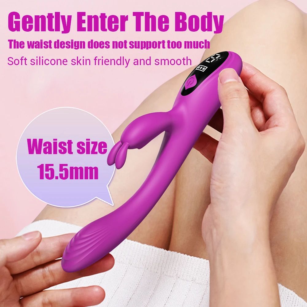 Rechargeable Rabbit Vibrator With LCD Displayer Female Masturbator